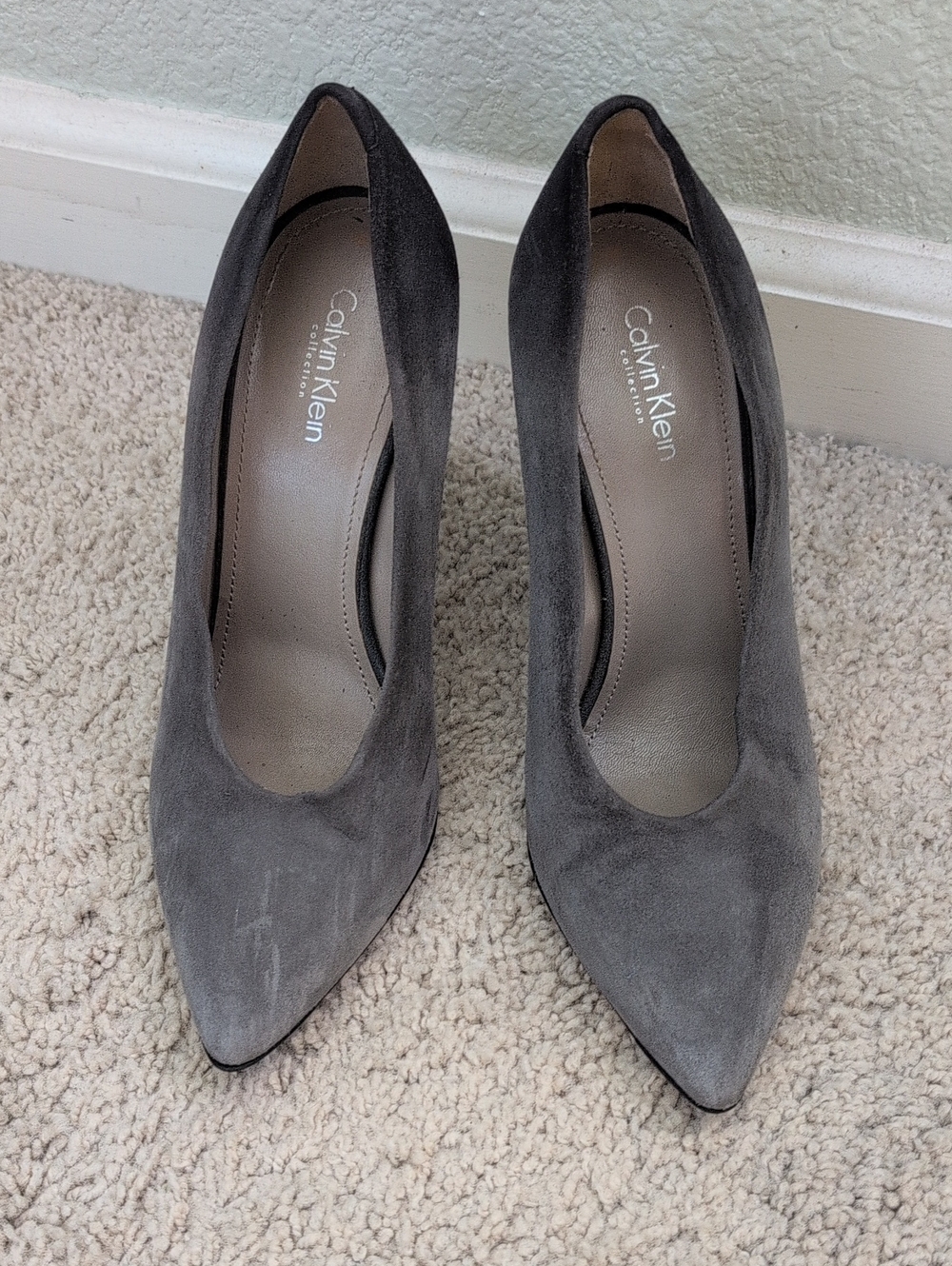 Calvin Klein Gray Suede Pointed Toe Heels